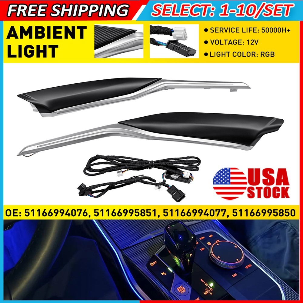 2-20x Black For BMW 3/4 Series G20/28 M3/4 Center Console LED Ambient Light Trim 2-20x Black For BMW 3/4 Series G20/28 M3/4 Center Console LED Ambient Light Trim