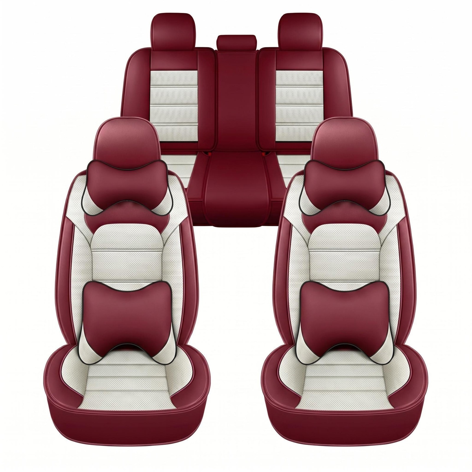 Luxury Leather Car 5 Seat Covers Front Rear Full Set Cushion Protector Universal Luxury Leather Car 5 Seat Covers Front Rear Full Set Cushion Protector Universal