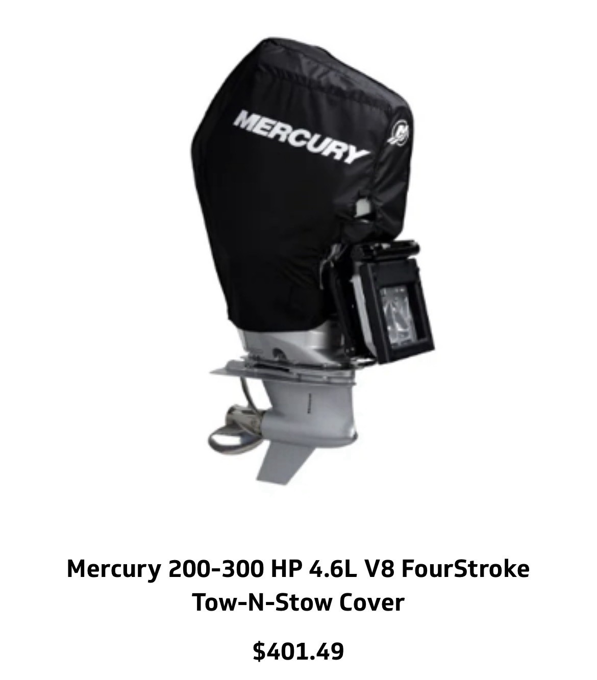 Mercury Tow N Stow Cover fits ALL 4.6L V8 200-300HP 4-stroke Outboards Mercury Tow N Stow Cover fits ALL 4.6L V8 200-300HP 4-stroke Outboards