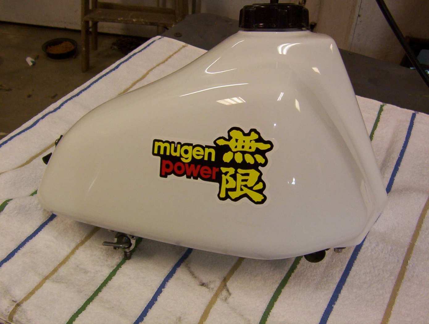 Set Mugen Power tank shroud decals CR RC 125 250 360 VMX AHRMA Honda Works Bike 