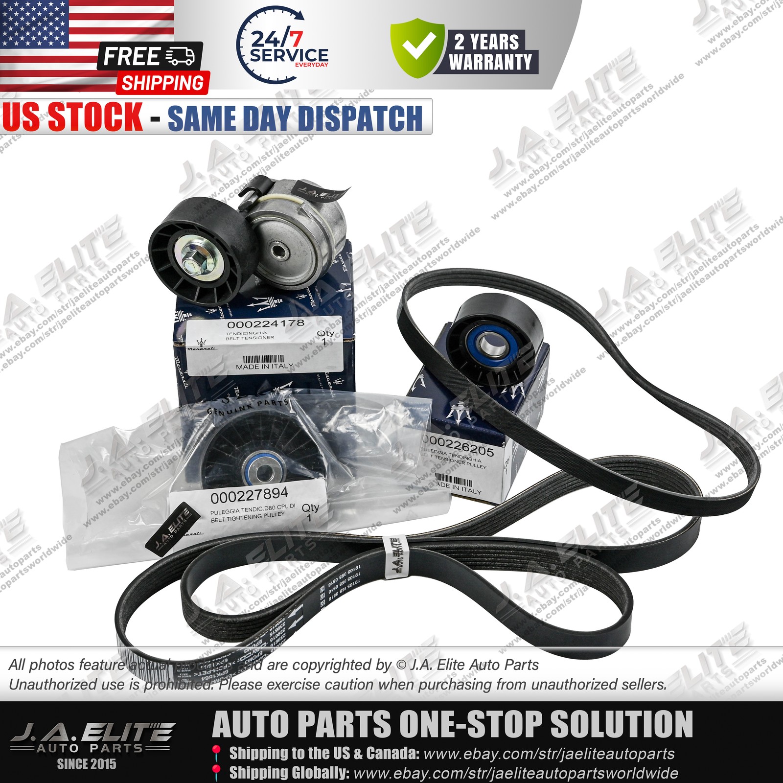 5pcs Genuine Belt Tensioner Pulley Kit fit Maserati Quattroporte GranTurismo GC