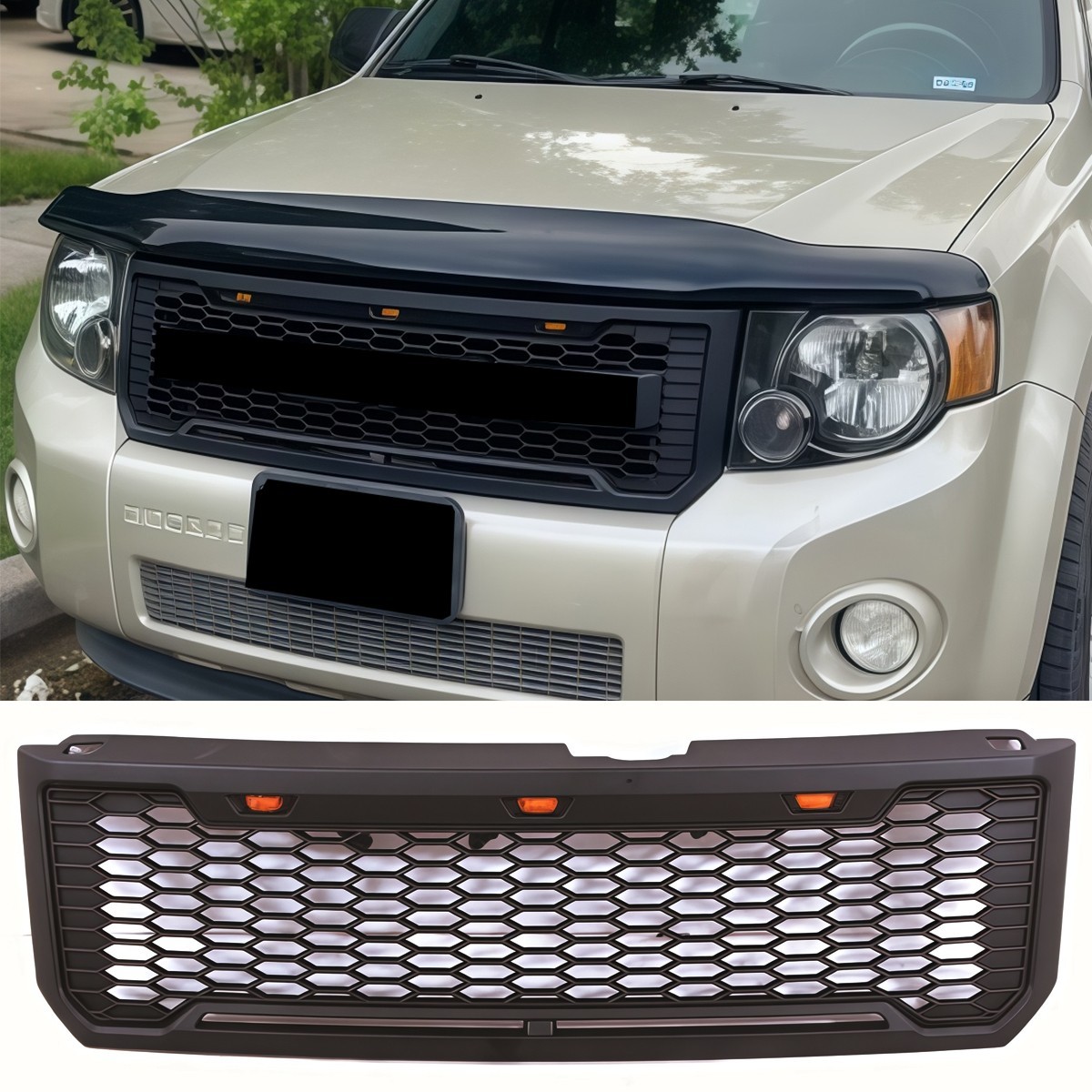 Black Front Grille Fits For Ford Escape Kuga 2008 - 2012 Grill With Led Light Black Front Grille Fits For Ford Escape Kuga 2008 - 2012 Grill With Led Light