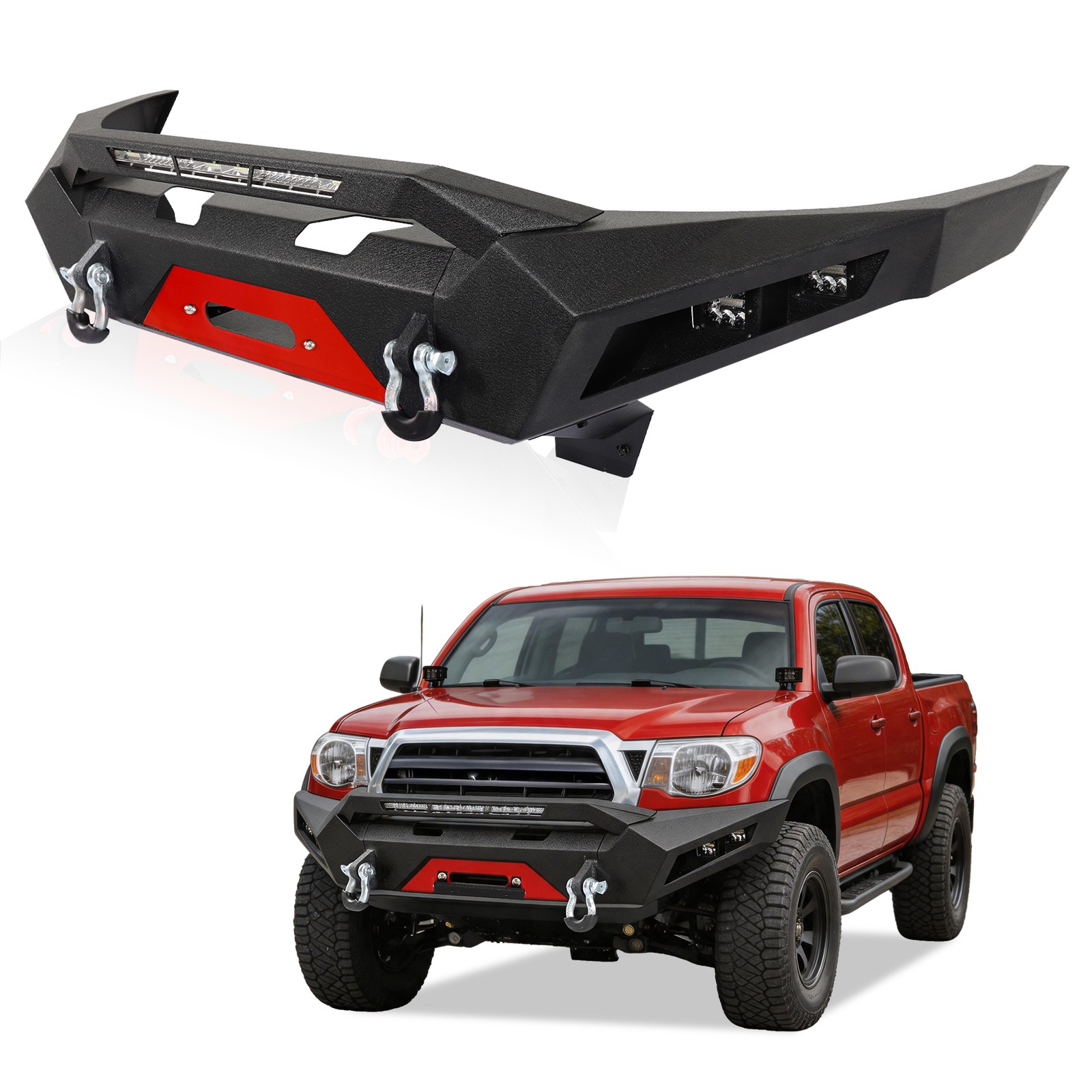 For 2005-2015 Toyota Tacoma Front Bumper w/Winch Plate & LED Pre Runner TRD SR5