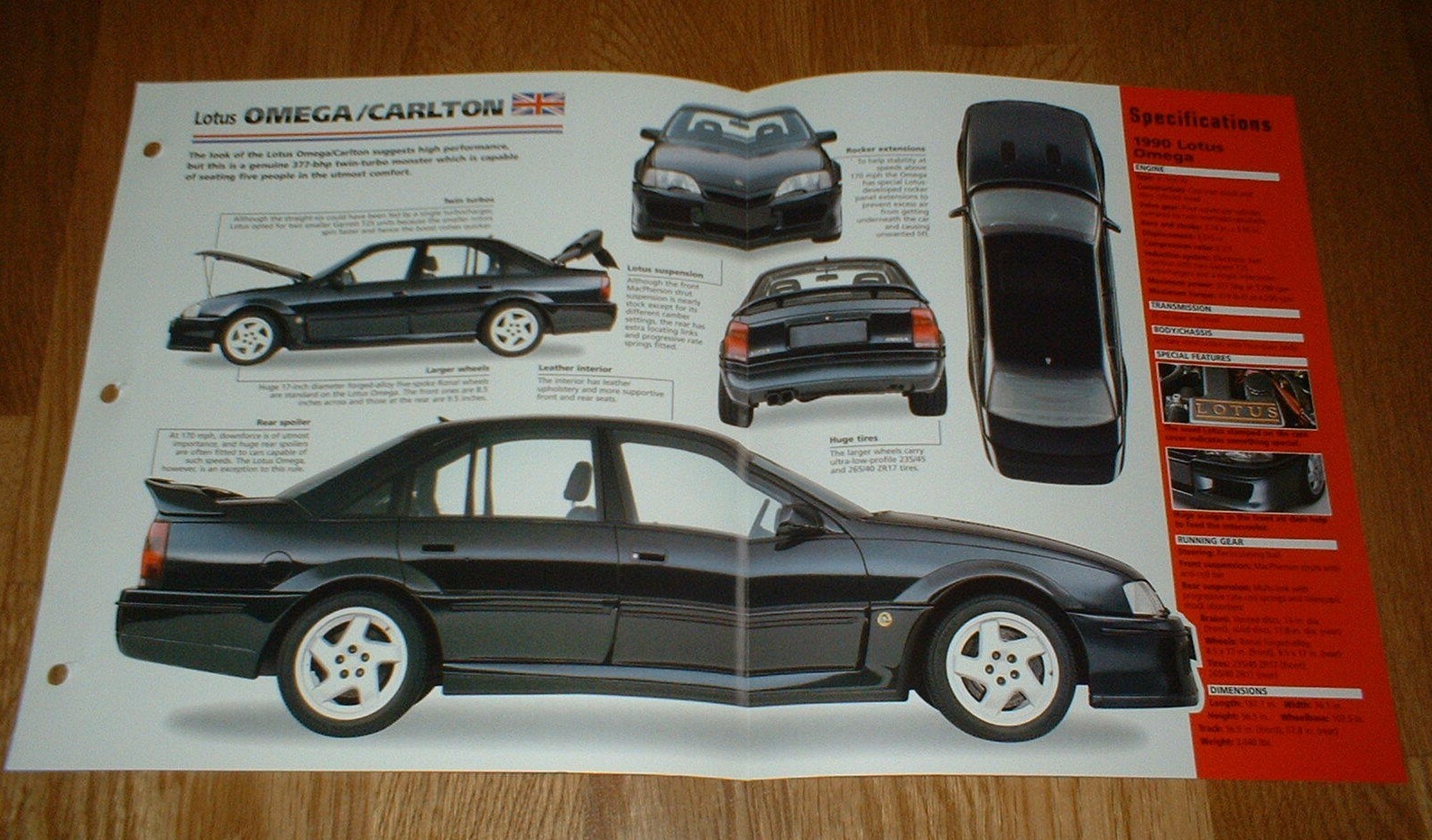 1990 LOTUS OMEGA SPEC SHEET BROCHURE INFO PHOTO 90 91 92 1991 1992