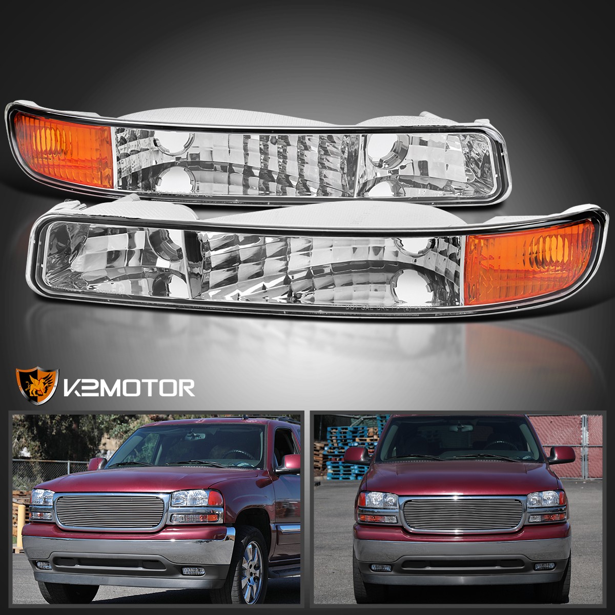 Fits 1999-2006 GMC Sierra 2000-2006 Yukon XL Clear Parking Bumper Lights Lamps