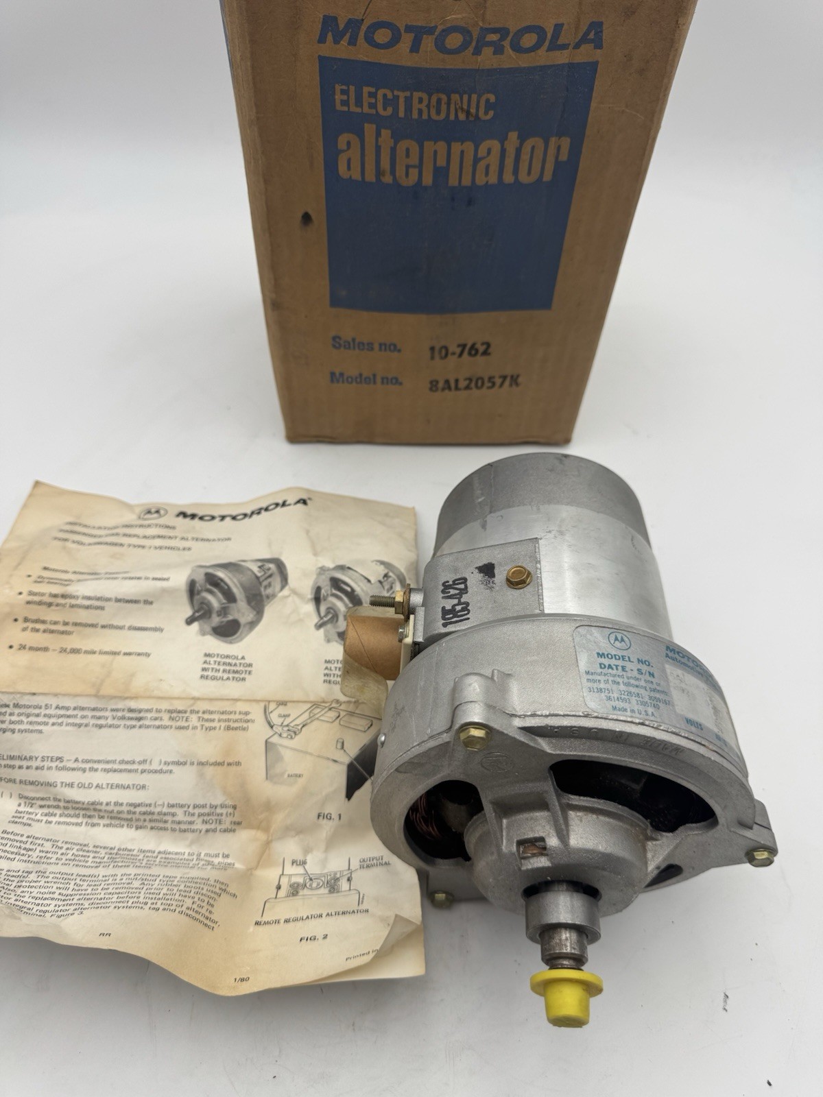 1973 1974 VOLKSWAGEN BEETLE KARMANN GHIA ALTERNATOR MOTOROLA 8AL2057K NOS