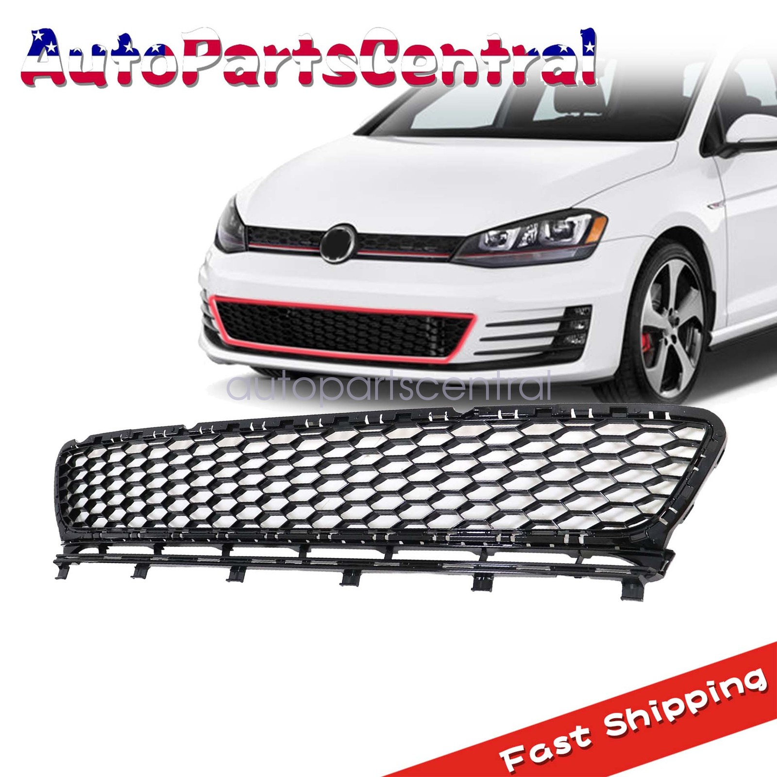 New Front Bumper Cover Grille Fits 2015-2017 Volkswagen GTI VW1036134