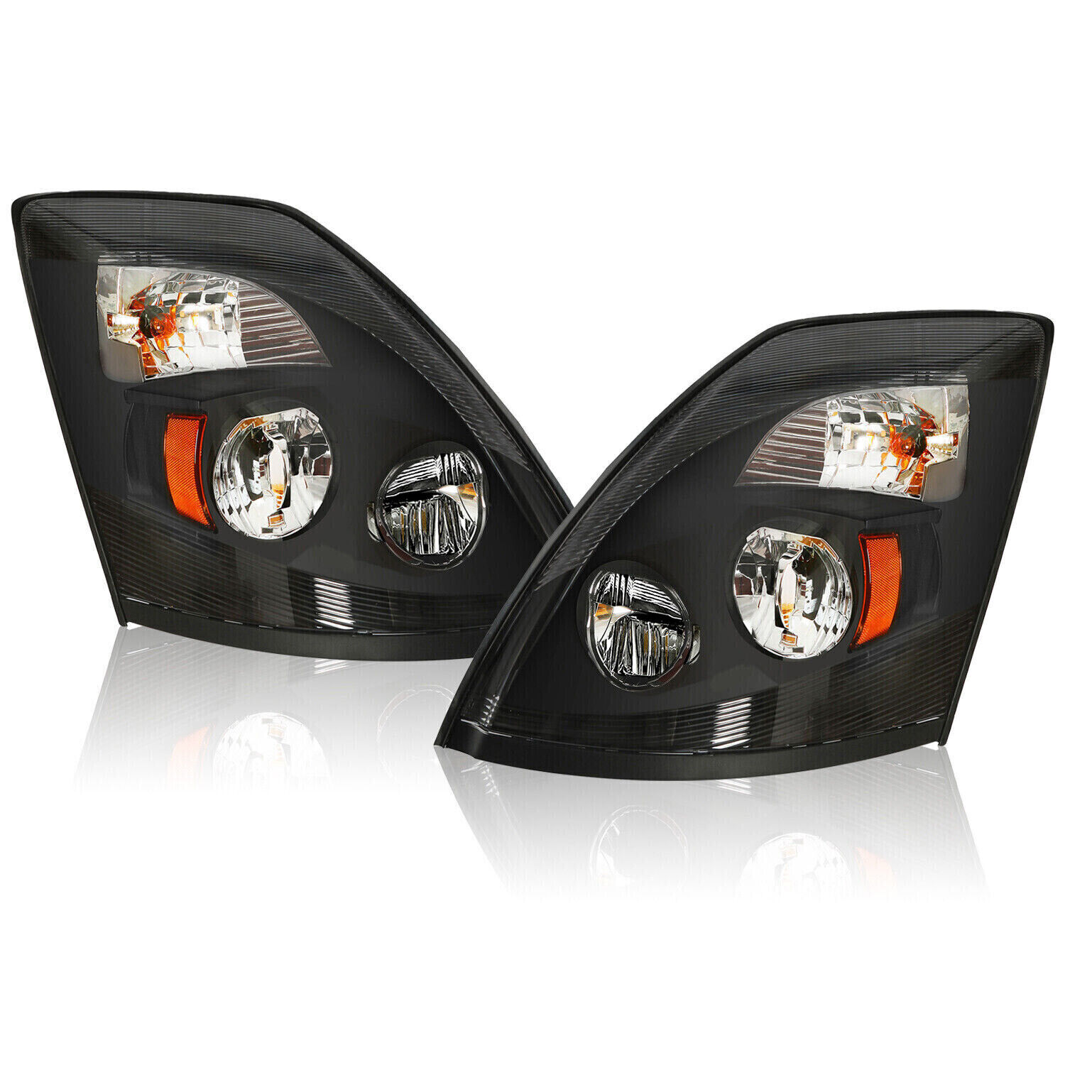 For Volvo VNL VNM 2004-18 Black 6000K LED Left & Right Side Headlights HeadLamps