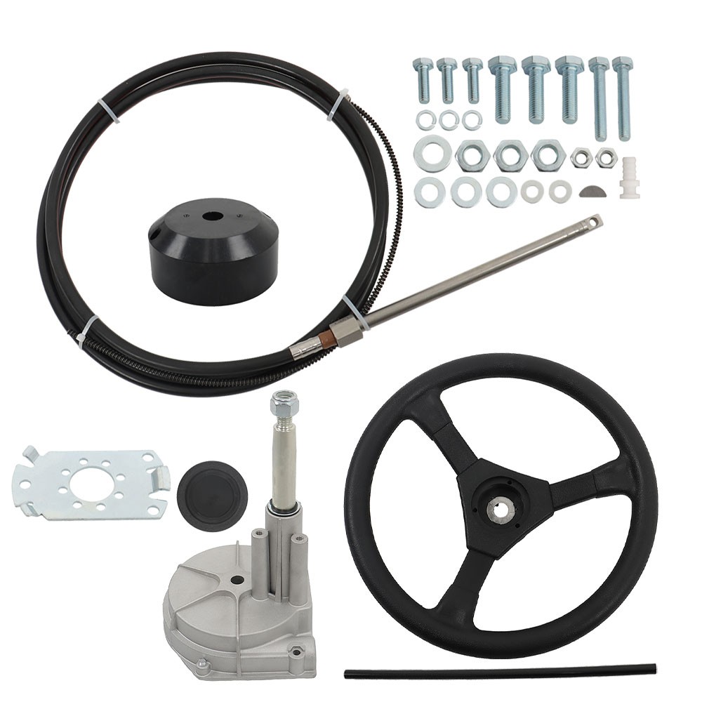 12 Feet Boat Rotary Steering System Outboard Kit & 12Ft Marine Cable SS13712