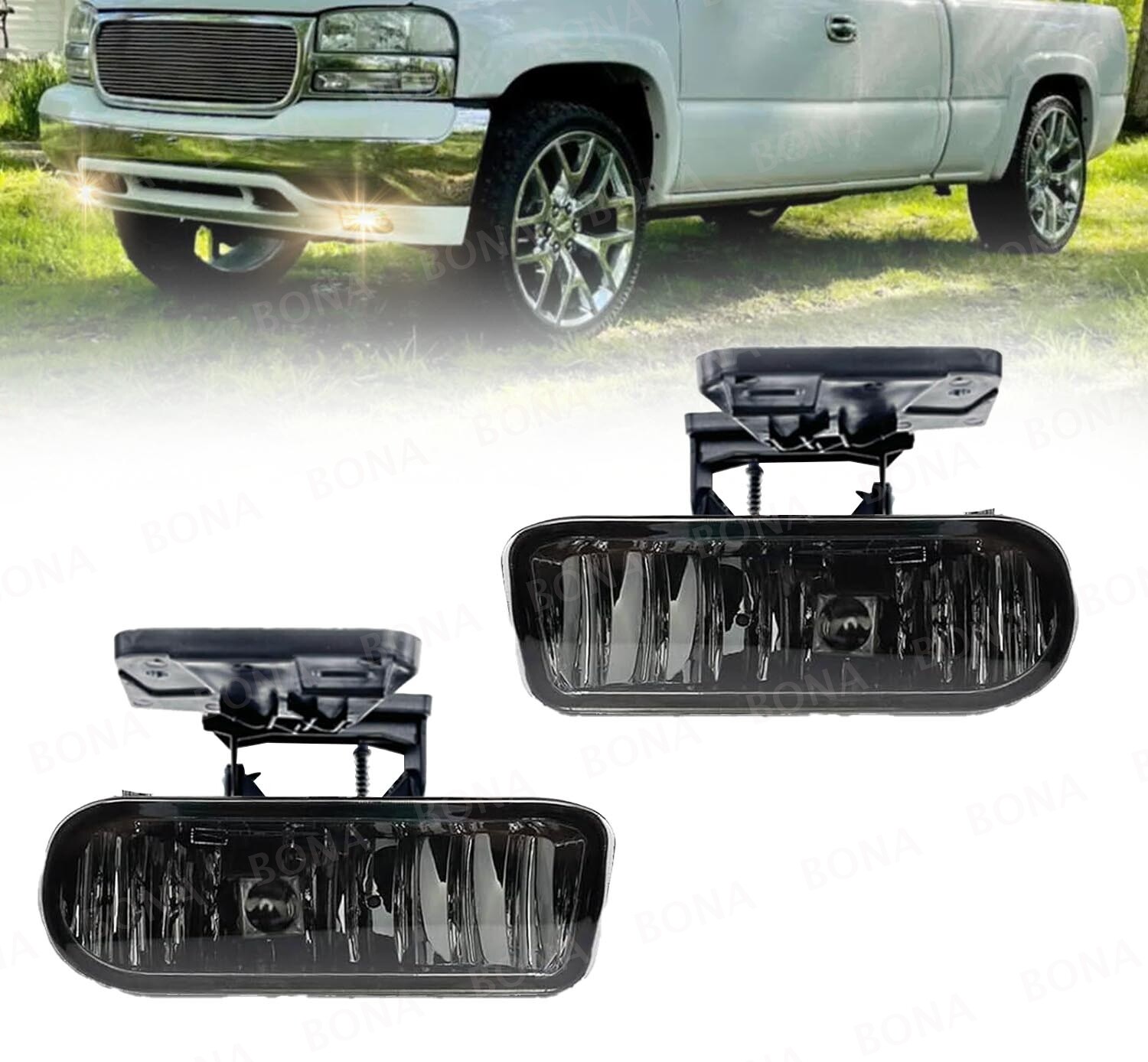 Smoked Fog Lights Lamps For GMC 1999-2002 Sierra 1500 2500 3500 2000-2006 Yukon