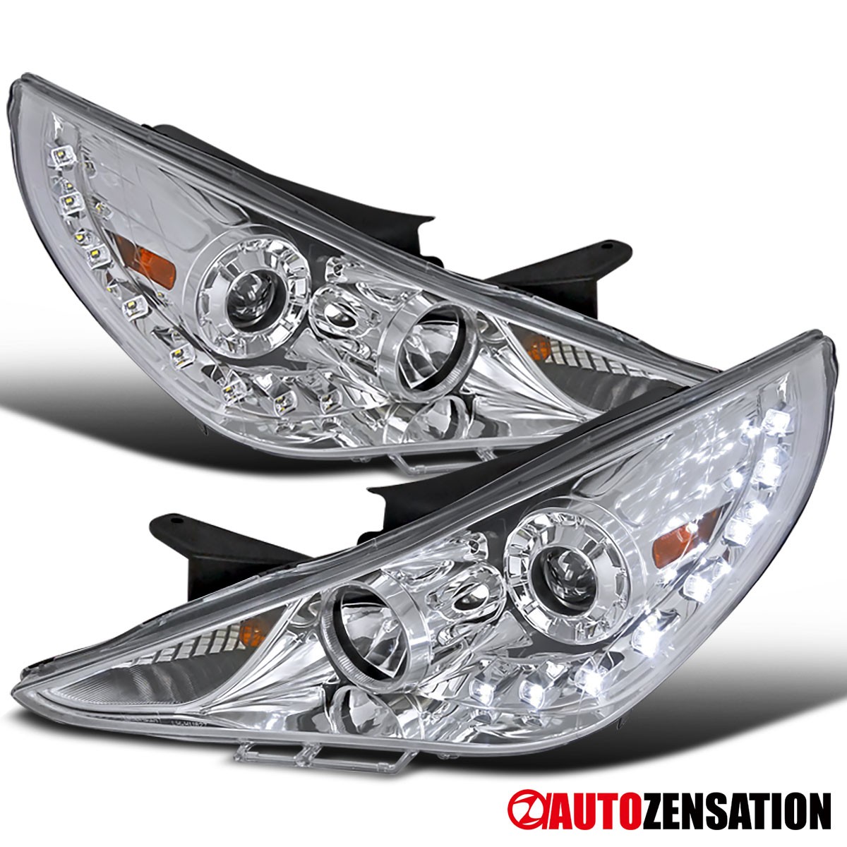 Fit 2011-2014 Hyundai Sonata Projector Headlights Lamps w/ LED Left+Right 11-14