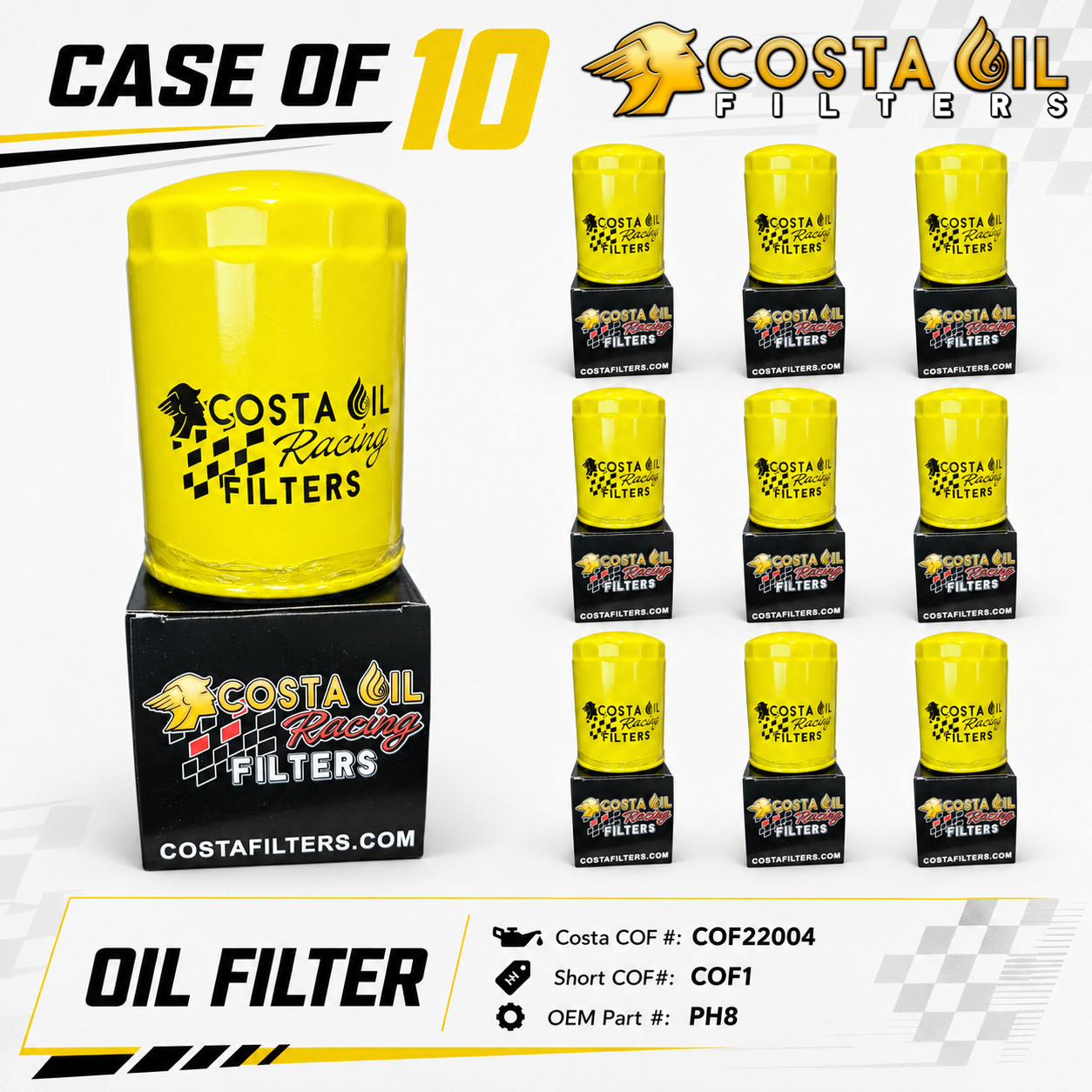 Case of 10 COF1 Better than WIX 51515R Oil Filter A146696, PH8