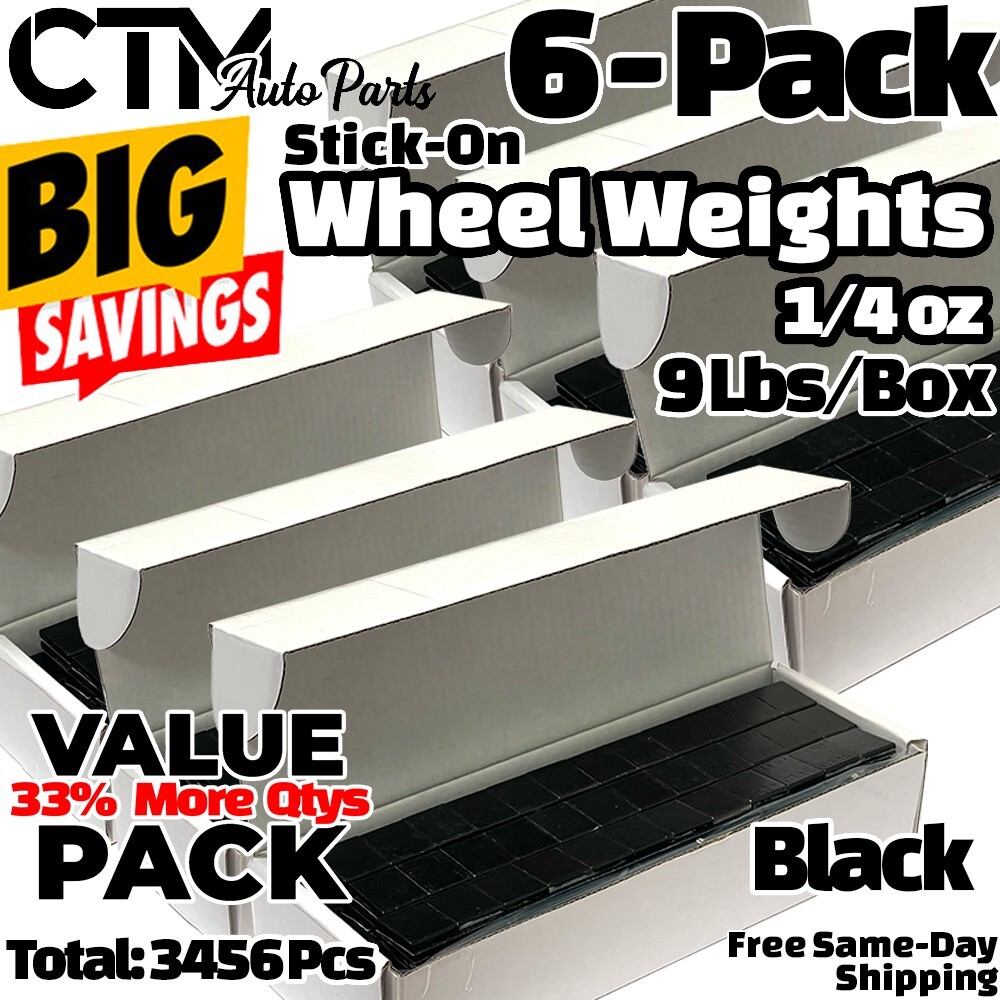 6-Box 1/4oz Black Balance Wheel Weights Stick-on Adhesive Tape Lead-Free 54 lbs