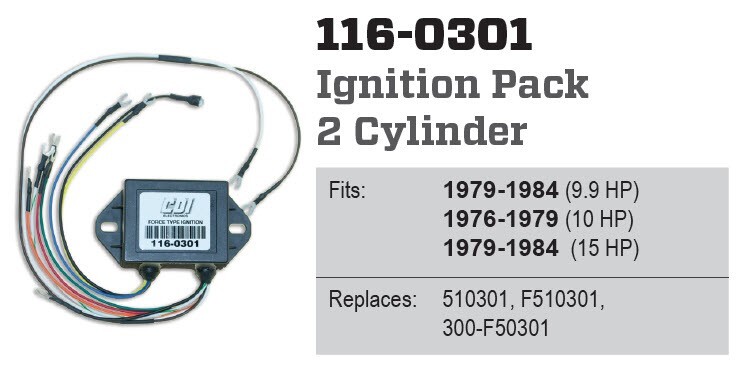 CDI 116-0301 Chrysler Force Gamefisher Power Pack 2Cyl 300-F510301 510301 F51030