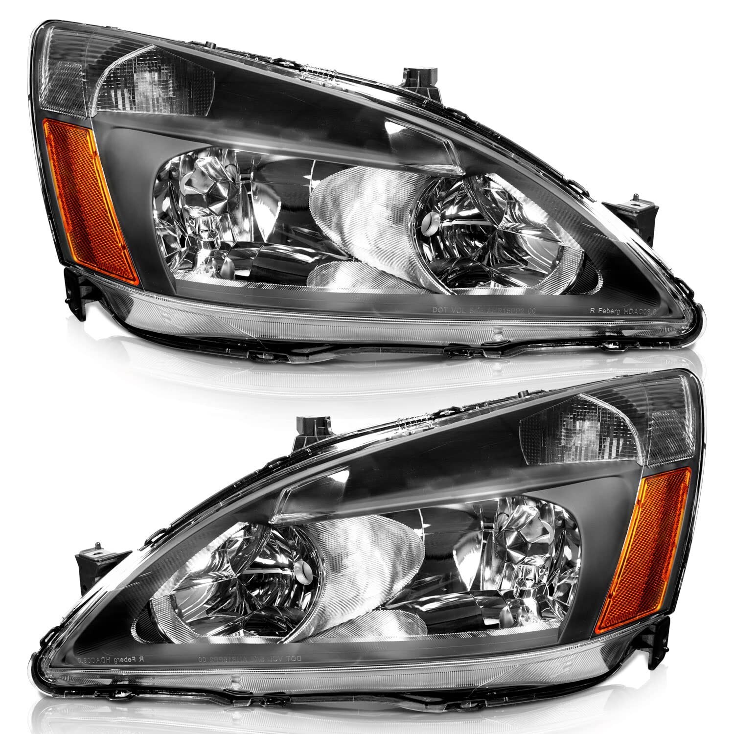 WEELMOTO Headlights Assembly For 2003-2007 Honda Accord 2/4Dr Pair Headlamps
