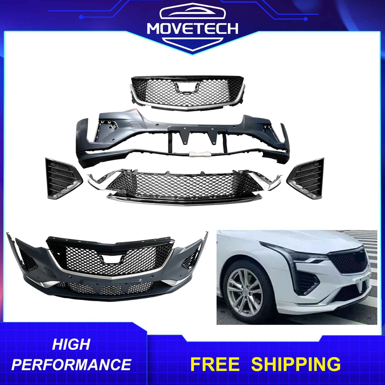 4PCS Front Bumper Cover & Grille Kit Compatible with 2020-2026 Cadillac CT4