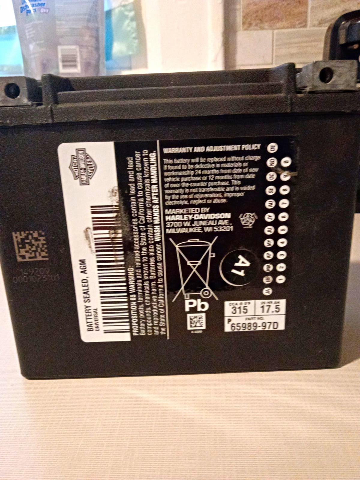 OEM Harley-Davidson AGM Battery 65958-04C 12V 225 CCA Genuine Tested Low Miles