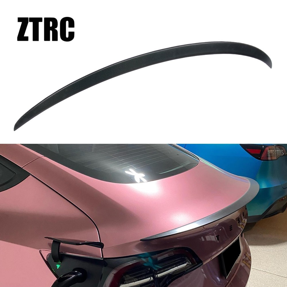 Bright Dry Carbon Fiber Trunk Wing Spoiler For Tesla Model 3 2017-2022