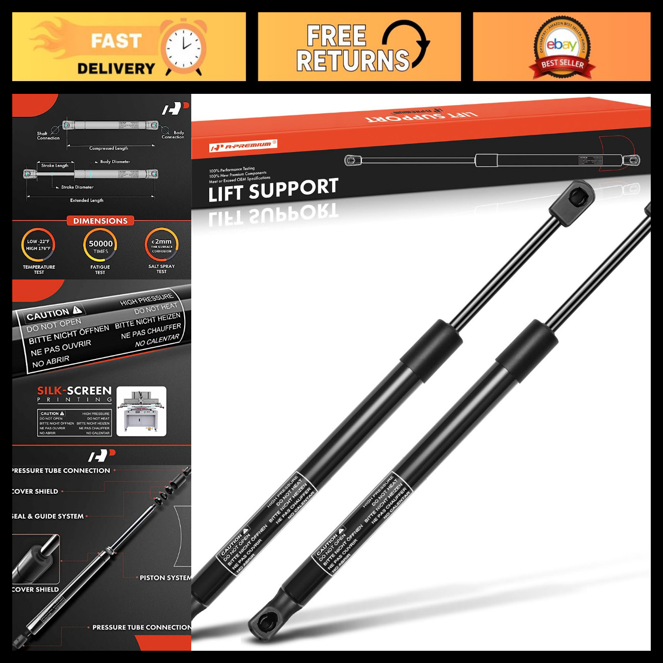 Rear Tailgate Lift Supports Shock Struts for Easy Access - Durable & Reliable Rear Tailgate Lift Supports Shock Struts for Easy Access - Durable & Reliable