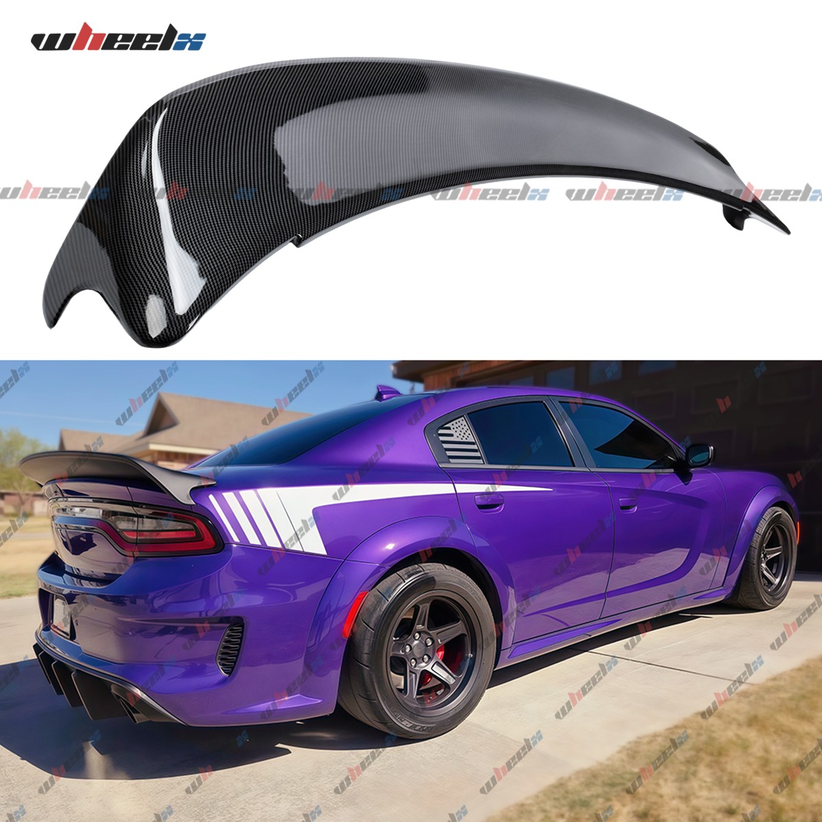 FOR 2015-2023 DODGE CHARGER REDEYE STYLE CARBON LOOK HIGHKICK TRUNK SPOILER WING