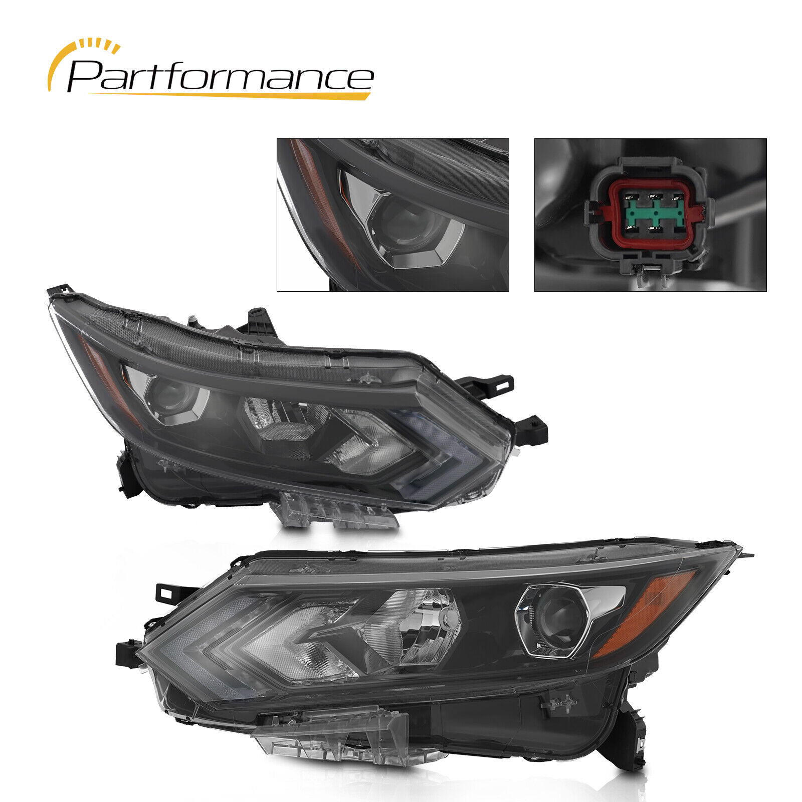 For 2020-2022 Rogue Sport Halogen W/LED Projector Headlight Assembly 1 Pair