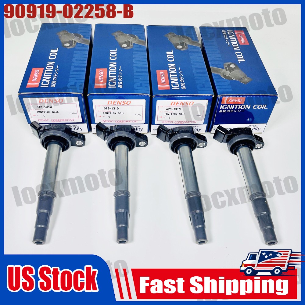 4Pcs Denso Ignition Coil 673-1310 For Toyota Corolla Prius 1.8L 90919-02258 NEW