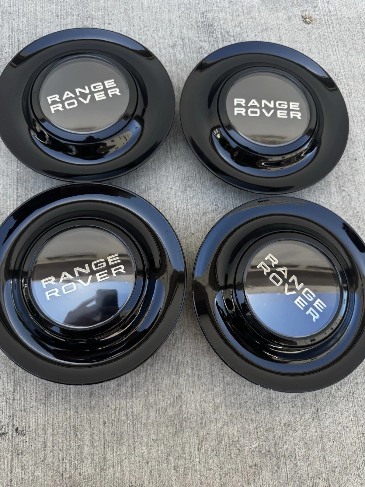 Set 4 Range Rover Black Floating Center Caps Hubcap 20
