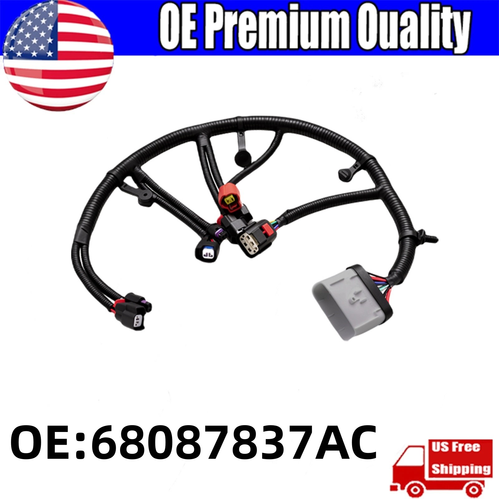 New Injector Engine Wire Harness 68087837AC For Jeep Wrangler 12-18 New Injector Engine Wire Harness 68087837AC For Jeep Wrangler 12-18