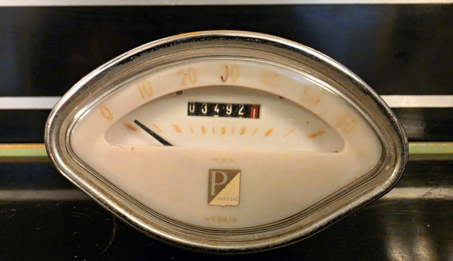 Original Vespa Veglia Clamshell 60mph Speedometer Vintage 1960s