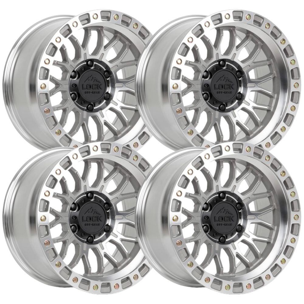 17 inch 17x9 Lock Offroad Combat Machined Clear wheel rim 6x5.5 6x139.7 -12