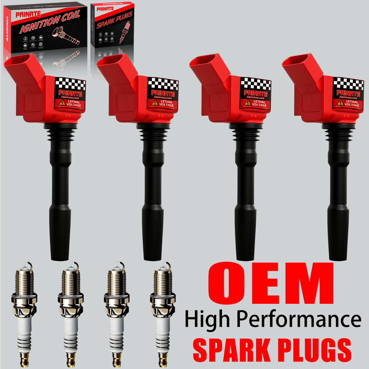 4X OEM High Performance Ignition Coil & Spark Plugs For Audi A3 A4 VW Golf UF716