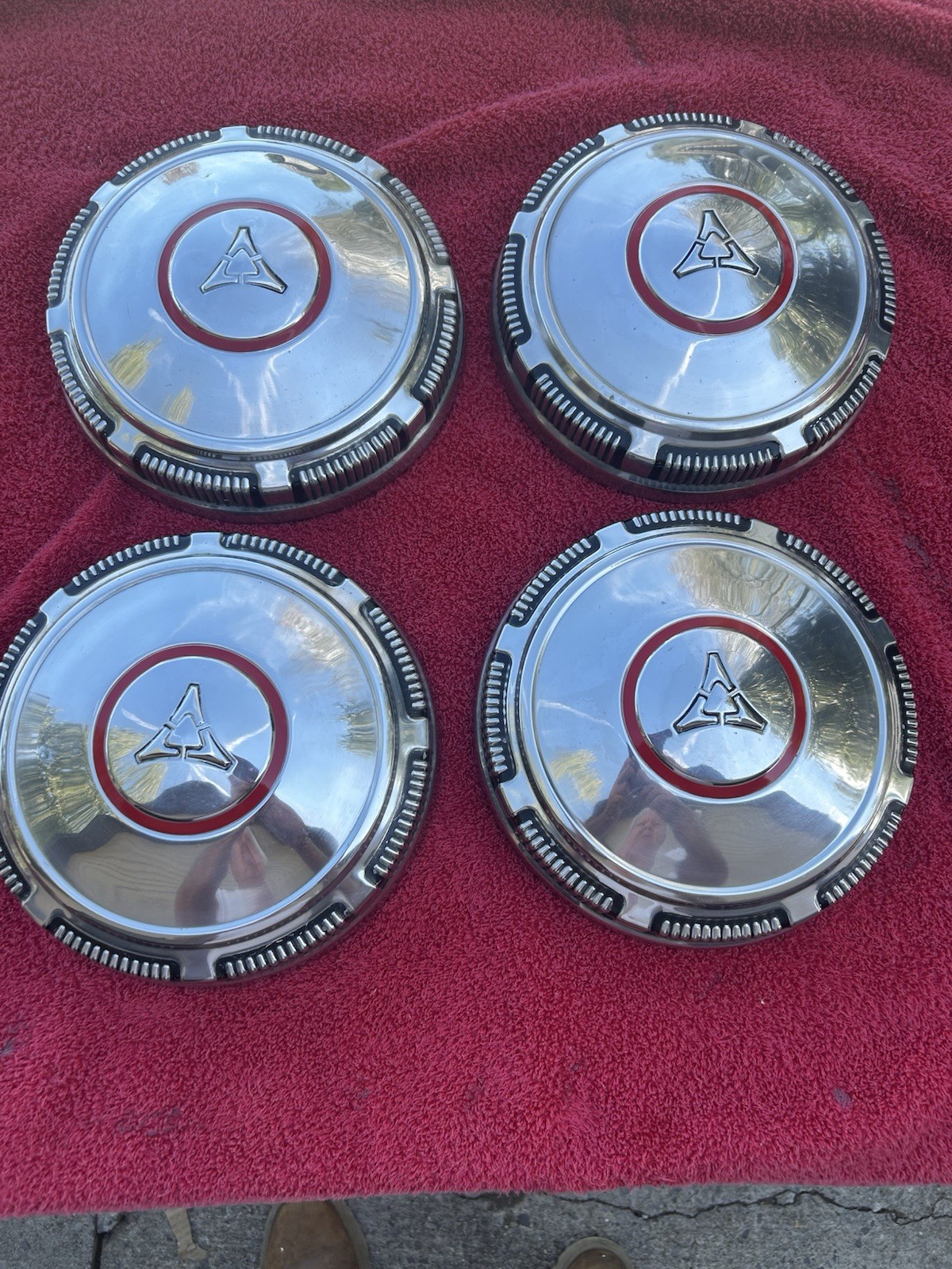 Mopar Red Line Dog Dish Stainless Hub Caps 4