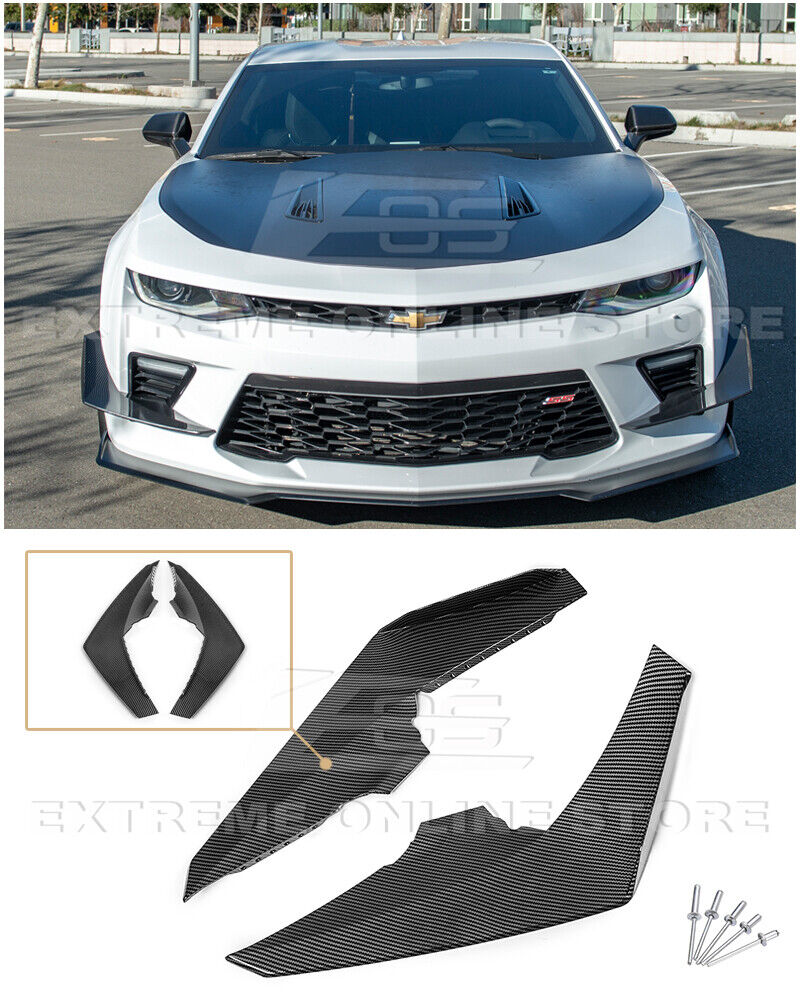 For 16-18 Camaro SS | HYDRO-DIPPED CATBON FIBER Front Side Canards Dive Plane