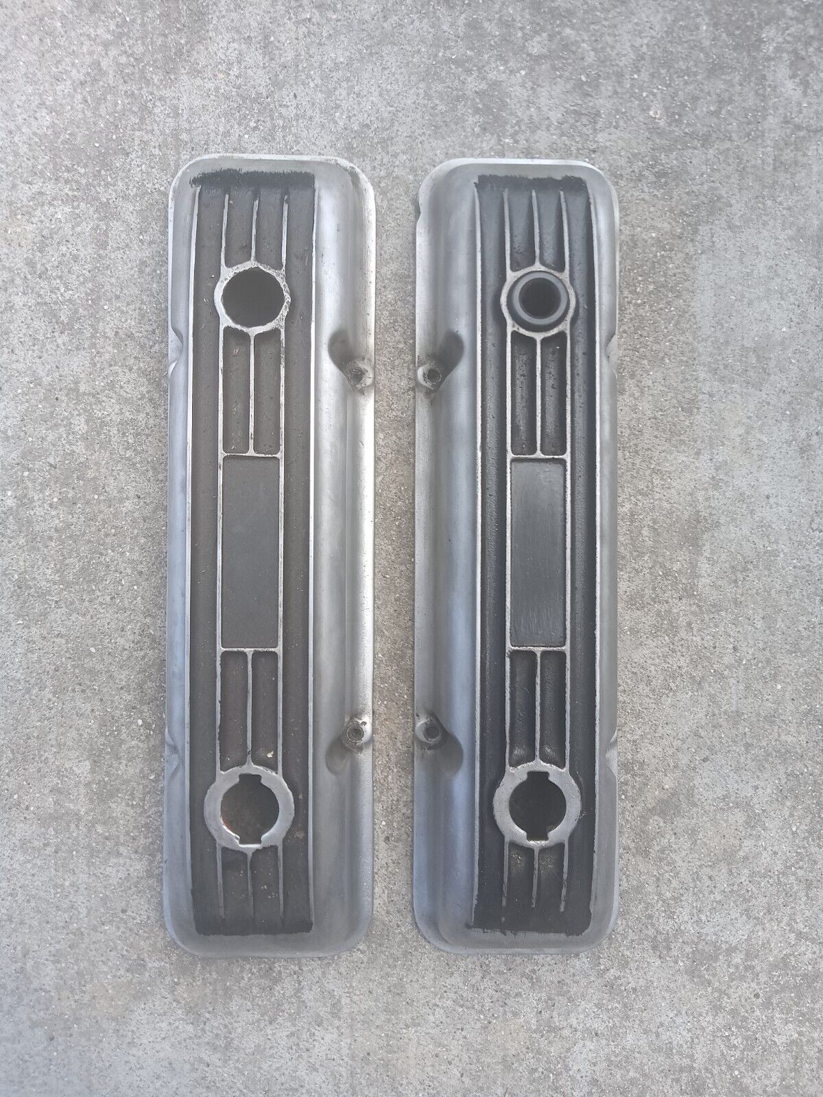 Vintage Small Block SB Chevy Aluminum Valve Covers 5 Finned 