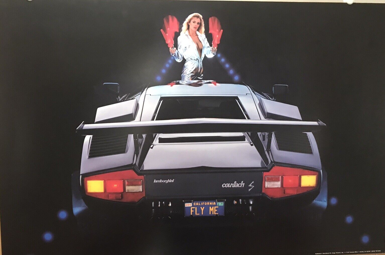 Lamborghini Countach 5000S “Fly Me” Original 1980’s Car Poster 24”x36”Very Rare