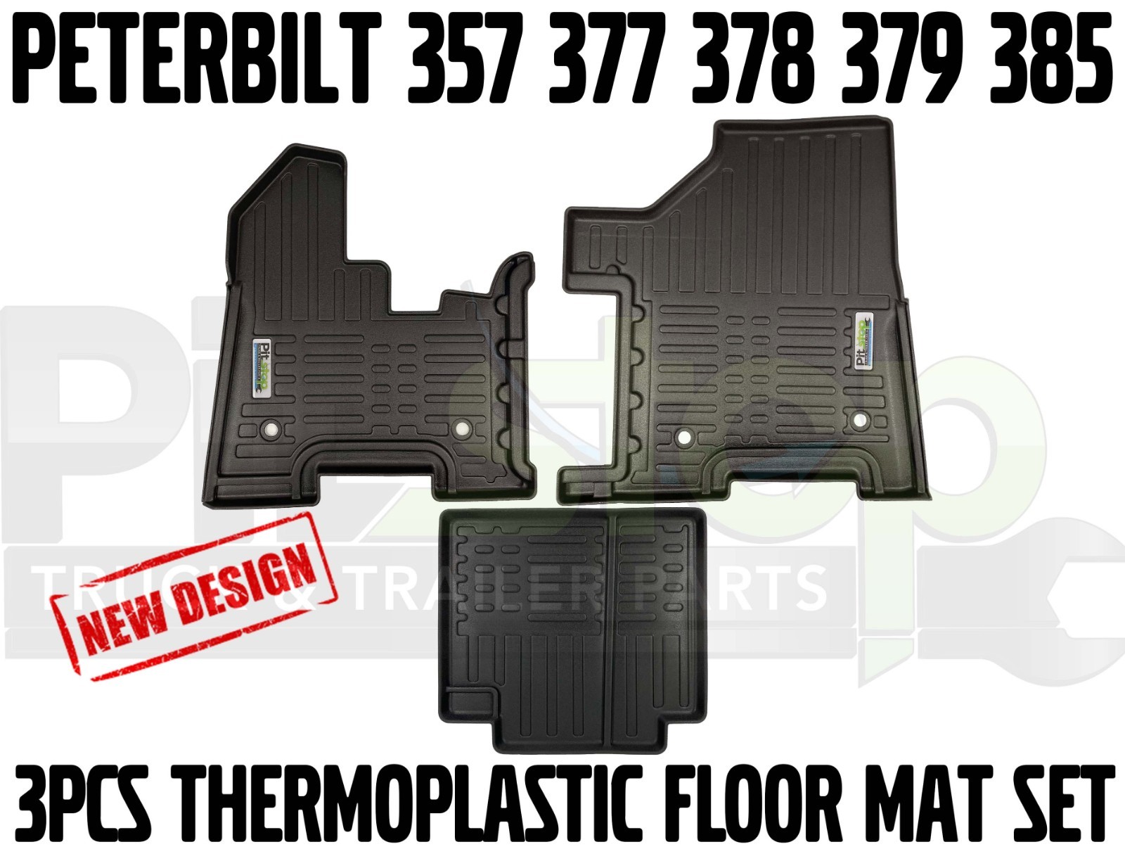 3PCS Thermoplastic Floor Mats Fits Peterbilt 357 377 378 379 385 (Pre-05/2004)