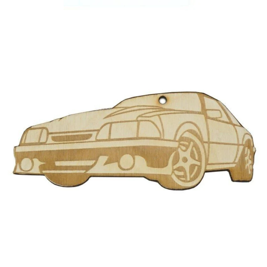 ZSPEC Laser-Engraved Birch Ornament, Style: Ford Mustang Fox-Body, ~5-inch Wide