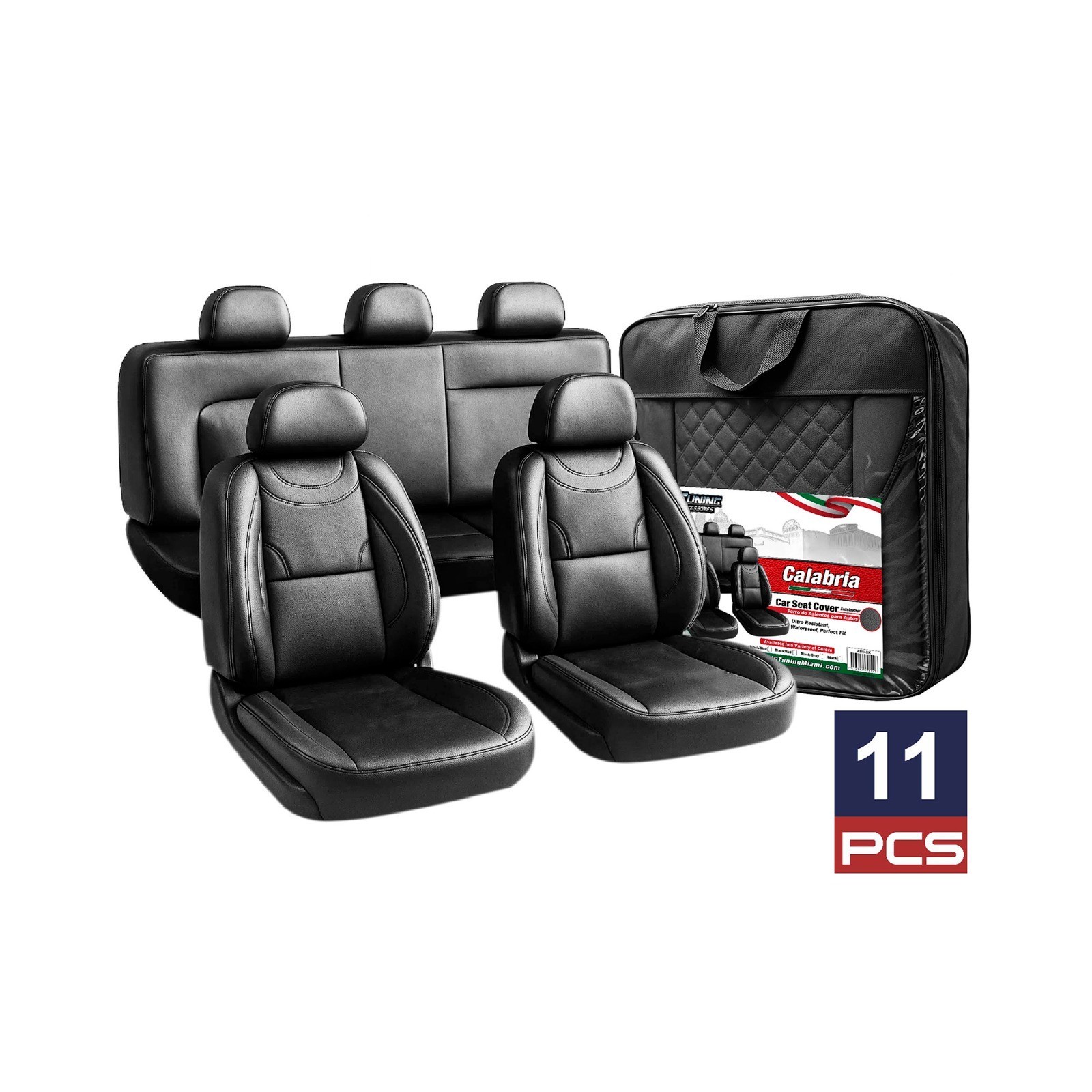 For All Renault Seat Cover Luxury Black Full Set Faux Leather