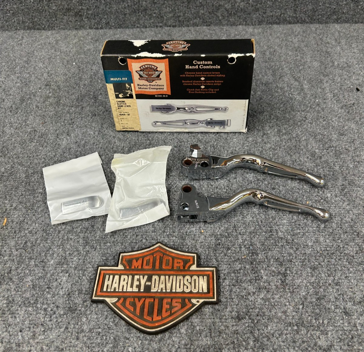 OEM HARLEY-DAVIDSON CHROME SLOTTED HAND LEVER KIT 45459-02