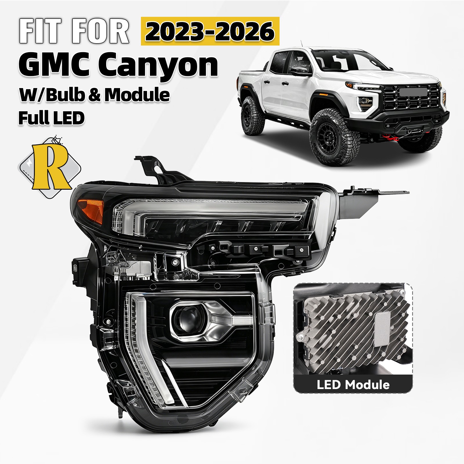 For 2023-2026 GMC Canyon Full LED Headlight W/ Module W/ Bulbs Right Passenger