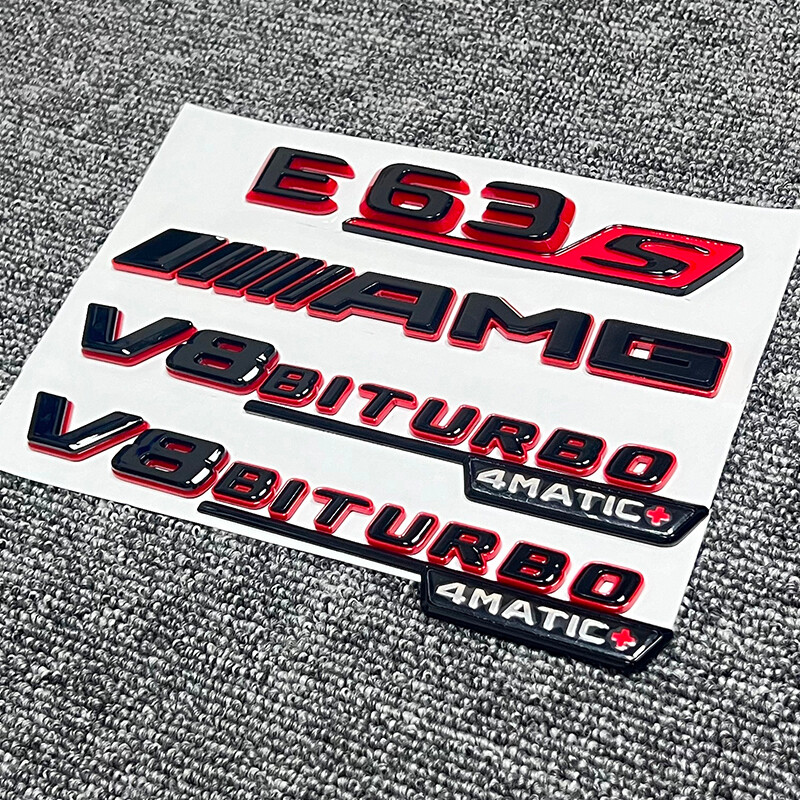 Gloss Black Red E63S AMG Biturbo 4matic+ emblem badge For Mercedes W213 E63 AMG/