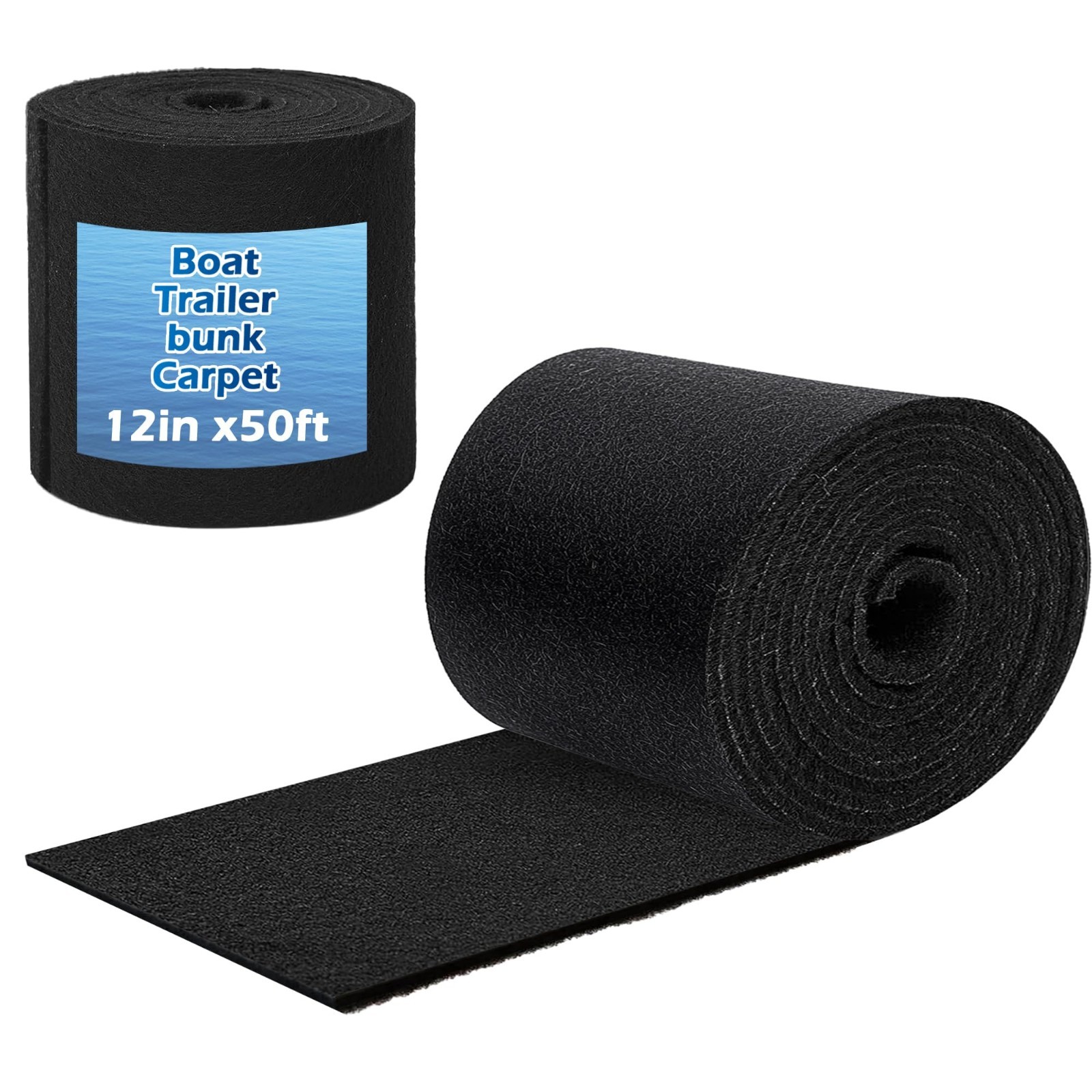 Extra Thick Marine Trailer Bunk Carpet 50FT x 12in, Waterproof Boat Padding, 25o