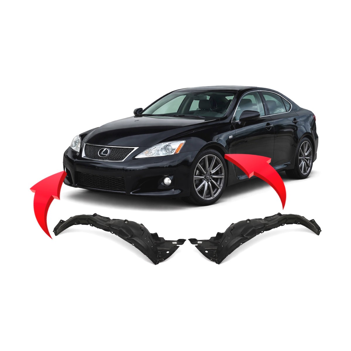 2008-2014 Lexus IS F Set of 2 Fender Liners LX1248108 LX1249108 5380653030