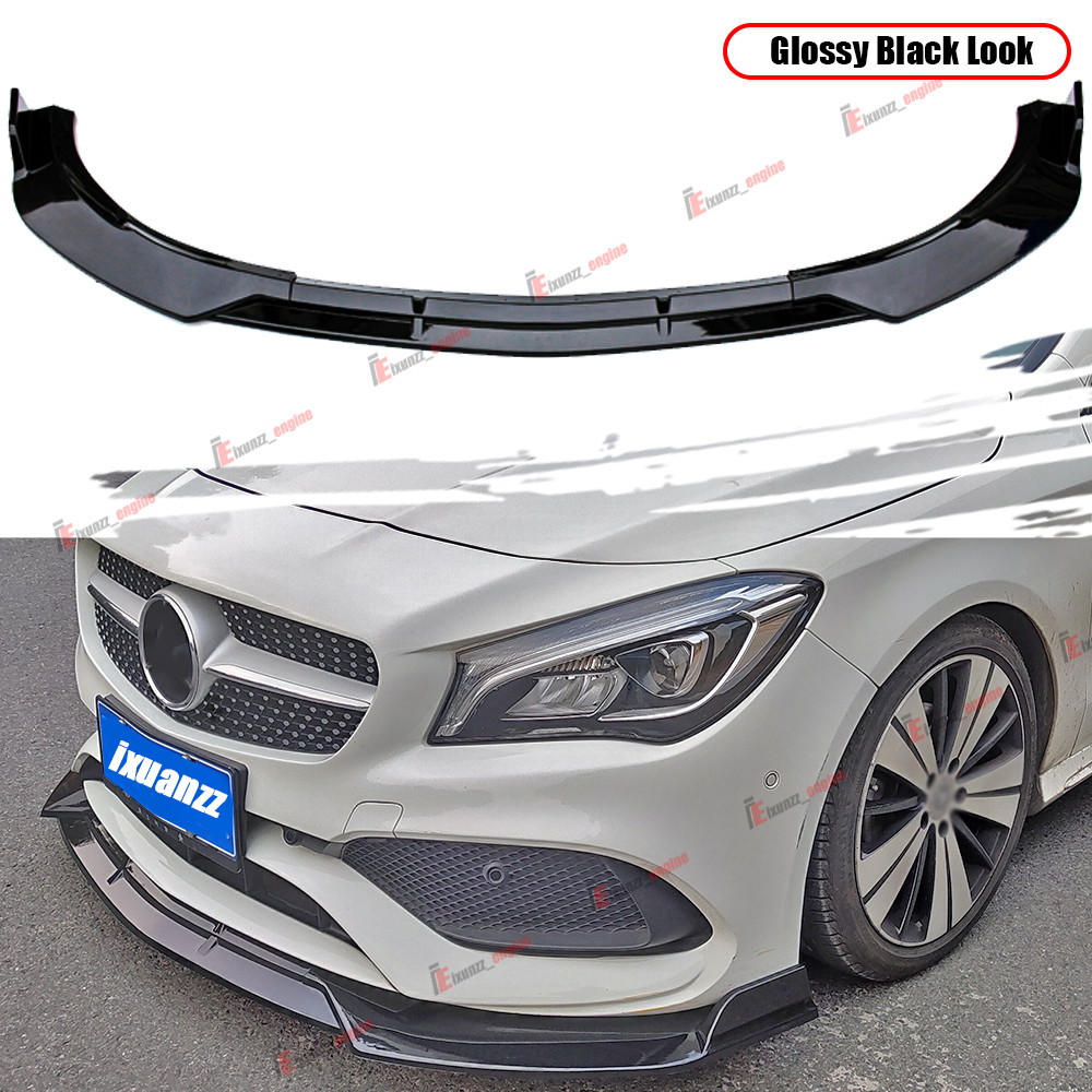 For Benz W117 C117 AMG-Line 2016-2019 Glossy Black Front Bumper Lip Splitter Kit