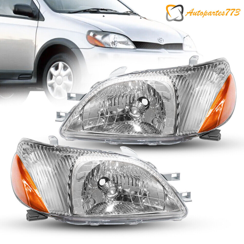 For 2000-2002 Toyota Echo Headlights Halogen HeadLamp Assembly W/ Bulb Pair Side