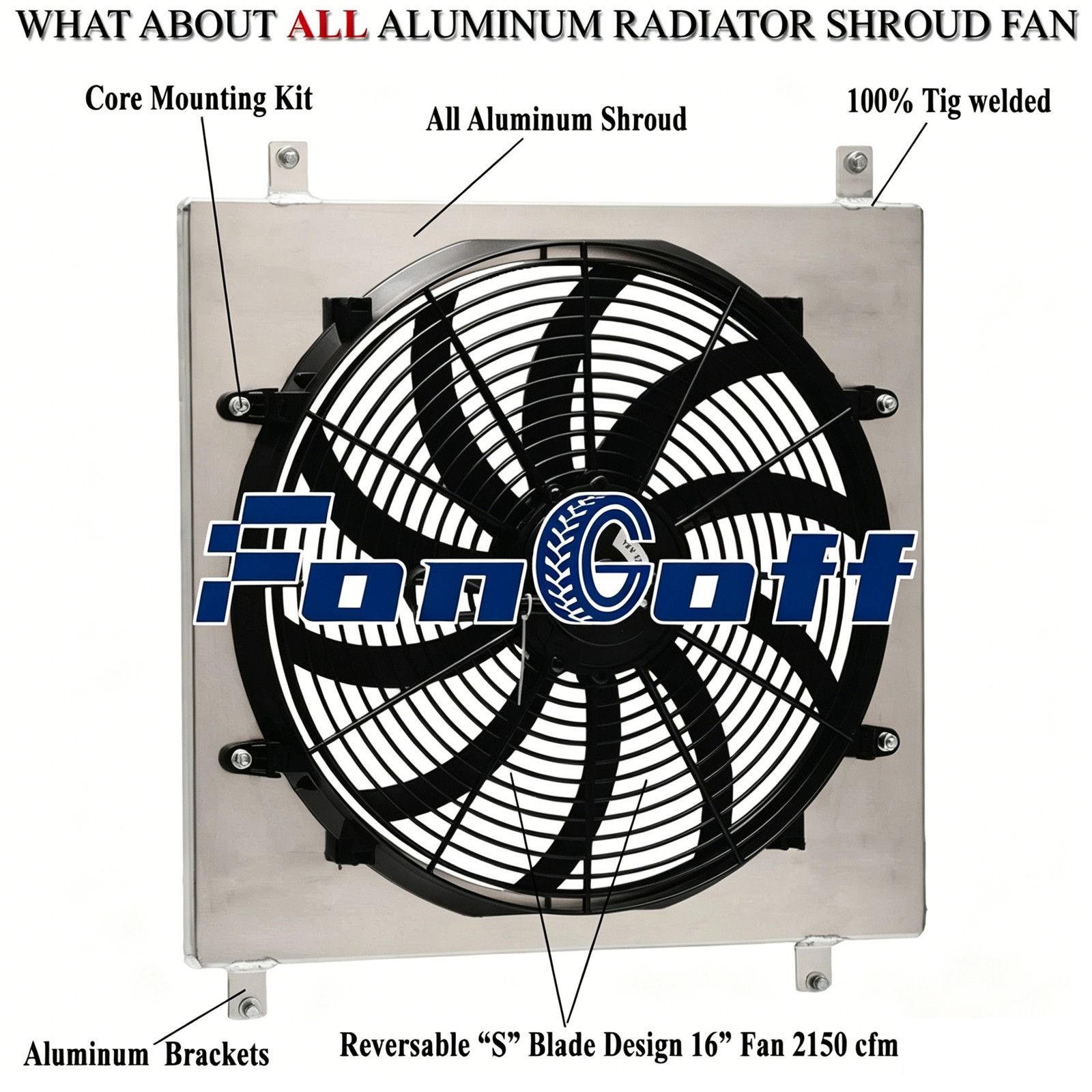 Aluminum Shroud +16\'\' Fan Fit 1968-1977 72 Ford Bronco 289 302 Wagon Roadster 5L
