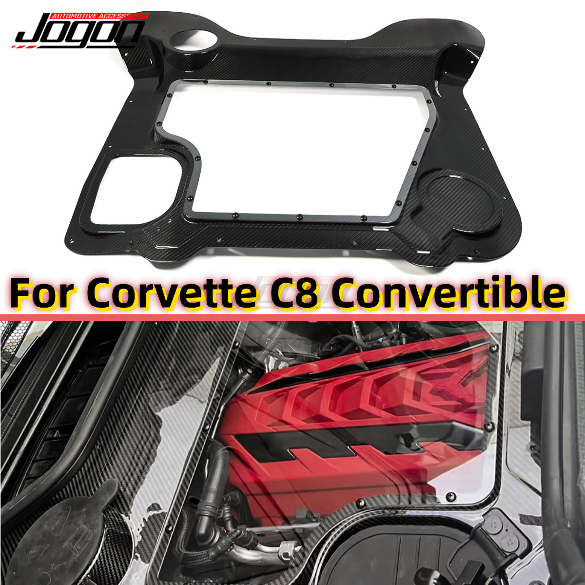 Carbon Clear HTC Engine Bay Cover For Corvette C8 Stingray Convertible 2020-2025