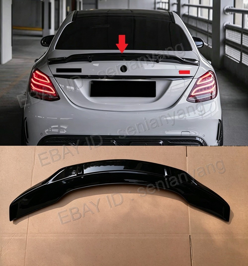 R Style Trunk Spoiler For 2015-2021 Mercedes-benz W205 C200 C43 AMG Glossy Black