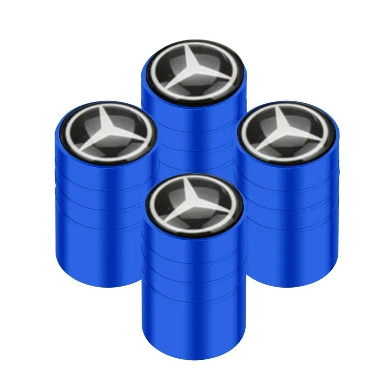 Mercedes Benz Tire Valve Caps Set of 4 Dust Covers Black Silver Red