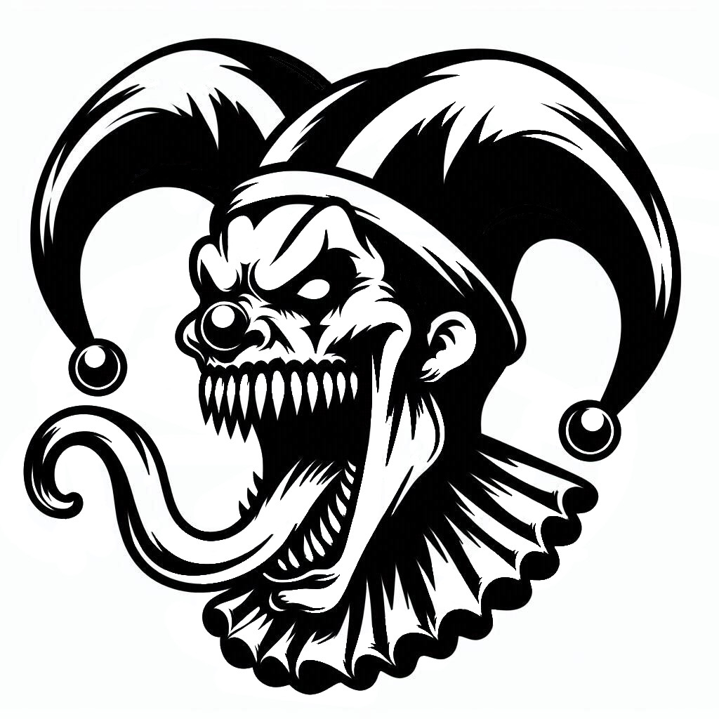 Evil Insane Laughing Demon Jester Clown Black Vinyl Sticker Decal Left or Right Evil Insane Laughing Demon Jester Clown Black Vinyl Sticker Decal Left or Right